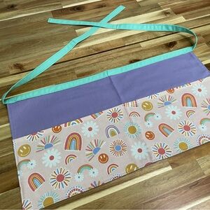 Rainbow Smiles Teacher Apron – Handmade Half Apron with Pockets